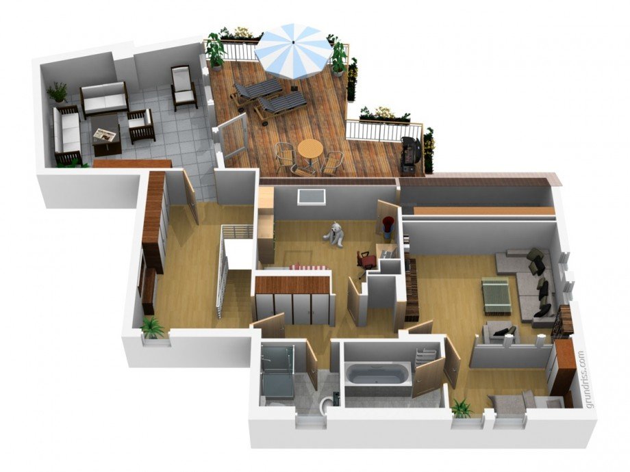 3D Grundriss OG Einfamilienhaus Bensheim / Gronau