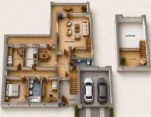 3D Grundriss OG Gro�z�giges Zweifamilienhaus in ruhiger Wohnlage von M�rlenbach