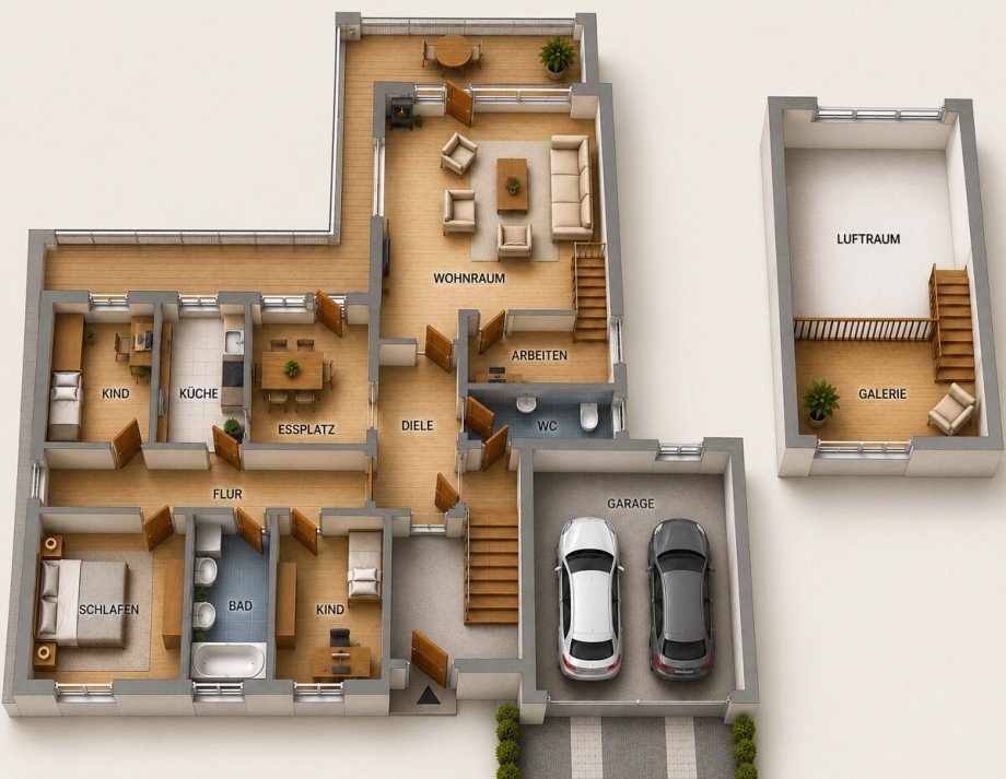 3D Grundriss OG Zweifamilienhaus M�rlenbach