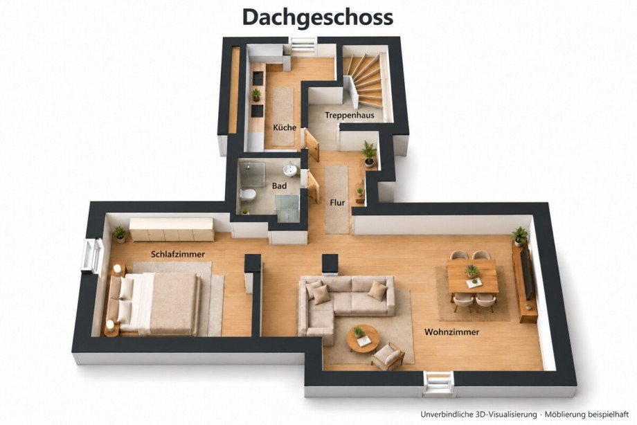 3 D Grundriss DG KI erstellt nicht ma�getreu Etagenwohnung Laudenbach