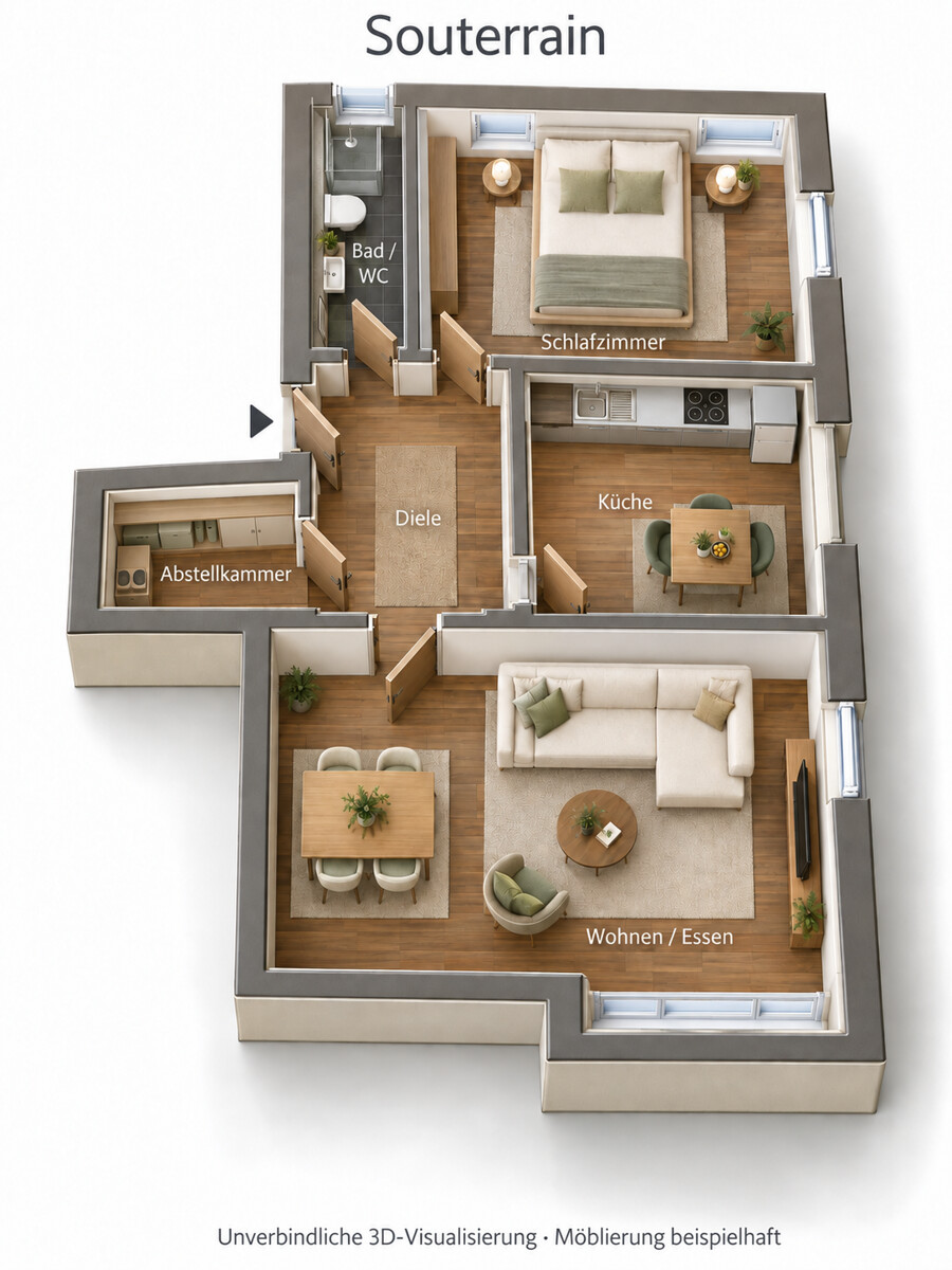 Souterrain-Grundriss mit Abstellkammer Souterrainwohnung Heppenheim (Bergstra�e) / Kirschhausen